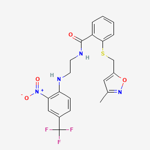 molecular formula C21H19F3N4O4S B610589 2-{[(3-methyl-1,2-oxazol-5-yl)methyl]sulfanyl}-N-(2-{[2-nitro-4-(trifluoromethyl)phenyl]amino}ethyl)benzamide CAS No. 1110873-99-8