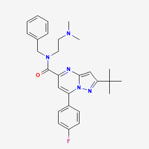 molecular formula C28H32FN5O B610592 N-[2-(Dimethylamino)ethyl]-2-(1,1-dimethylethyl)-7-(4-fluorophenyl)-N-(phenylmethyl)-pyrazolo[1,5-a]pyrimidine-5-carboxamide CAS No. 1314206-29-5