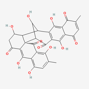 B610596 (2R)-5,8,10,14,18,25,28-heptahydroxy-6,21-dimethylheptacyclo[14.11.1.02,11.02,15.04,9.017,26.019,24]octacosa-4,6,8,10,17(26),18,21,24-octaene-3,12,20,23,27-pentone CAS No. 21884-47-9