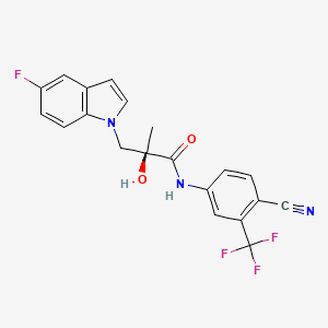 molecular formula C20H15F4N3O2 B610603 1H-Indole-1-propanamide, N-[4-cyano-3-(trifluoromethyl)phenyl]-5-fluoro-alpha-hydroxy-alpha-methyl-, (alphaR)- CAS No. 2031161-54-1