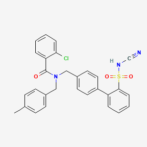 molecular formula C29H24ClN3O3S B610618 2-氯-N-((2'-(N-氰基氨磺酰)联苯-4-基)甲基)-N-(4-甲基苄基)苯甲酰胺 CAS No. 1019331-10-2