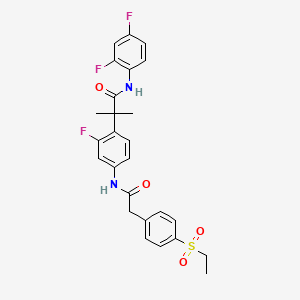 molecular formula C26H25F3N2O4S B610623 N-(2,4-difluorophenyl)-2-[4-[[2-(4-ethylsulfonylphenyl)acetyl]amino]-2-fluorophenyl]-2-methylpropanamide CAS No. 2068119-11-7