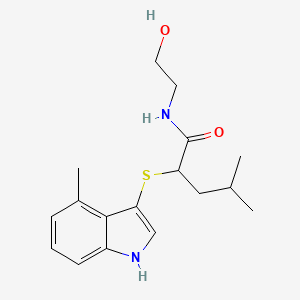 molecular formula C17H24N2O2S B610631 N-(2-hydroxyethyl)-4-methyl-2-[(4-methyl-1H-indol-3-yl)sulfanyl]pentanamide CAS No. 1027997-01-8