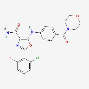 2-(2-Chloro-6-fluorophenyl)-5-((4-(morpholine-4-carbonyl)phenyl)amino)oxazole-4-carboxamide