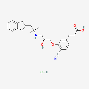 Benzenepropanoic acid, 4-cyano-3-((2R)-3-((2-(2,3-dihydro-1H-inden-2-yl)-1,1-dimethylethyl)amino)-2-hydroxypropoxy)-, hydrochloride (1:1)