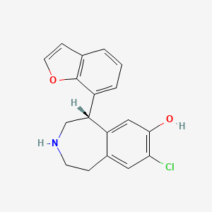 molecular formula C18H16ClNO2 B610757 (5S)-5-(1-benzofuran-7-yl)-8-chloro-2,3,4,5-tetrahydro-1H-3-benzazepin-7-ol CAS No. 221132-62-3