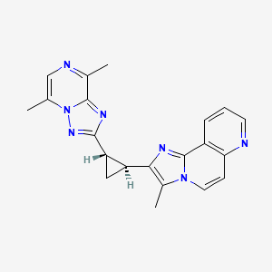 molecular formula C21H19N7 B610789 2-[(1S,2S)-2-(5,8-dimethyl-[1,2,4]triazolo[1,5-a]pyrazin-2-yl)cyclopropyl]-3-methylimidazo[2,1-f][1,6]naphthyridine CAS No. 1516896-06-2