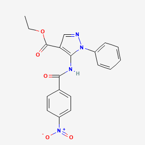 molecular formula C19H16N4O5 B6108076 Ethyl 5-[(4-nitrobenzoyl)amino]-1-phenylpyrazole-4-carboxylate 