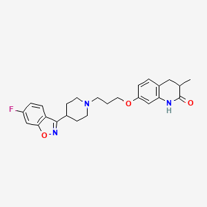 molecular formula C25H28FN3O3 B610849 7-(3-(4-(6-Fluorobenzo[d]isoxazol-3-yl)piperidin-1-yl)propoxy)-3-methyl-3,4-dihydroquinolin-2(1H)-one CAS No. 1401333-14-9