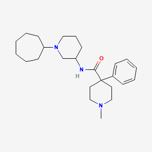 molecular formula C25H39N3O B6108609 N-(1-cycloheptylpiperidin-3-yl)-1-methyl-4-phenylpiperidine-4-carboxamide 