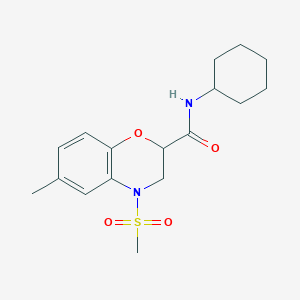 molecular formula C17H24N2O4S B6108676 N-CYCLOHEXYL-4-METHANESULFONYL-6-METHYL-3,4-DIHYDRO-2H-1,4-BENZOXAZINE-2-CARBOXAMIDE 