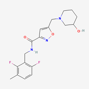 molecular formula C18H21F2N3O3 B6108683 N-[(2,6-difluoro-3-methylphenyl)methyl]-5-[(3-hydroxypiperidin-1-yl)methyl]-1,2-oxazole-3-carboxamide 