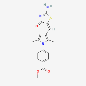 molecular formula C18H17N3O3S B6108698 methyl 4-[3-[(E)-(2-amino-4-oxo-1,3-thiazol-5-ylidene)methyl]-2,5-dimethylpyrrol-1-yl]benzoate 