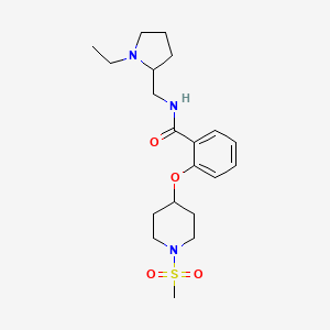 molecular formula C20H31N3O4S B6108722 N-[(1-ethyl-2-pyrrolidinyl)methyl]-2-{[1-(methylsulfonyl)-4-piperidinyl]oxy}benzamide 