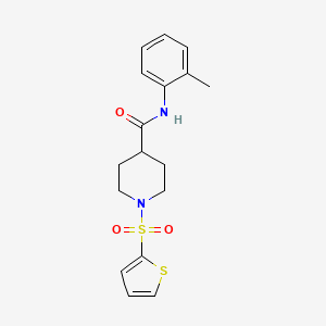 molecular formula C17H20N2O3S2 B6108786 N-(2-methylphenyl)-1-(thiophene-2-sulfonyl)piperidine-4-carboxamide 