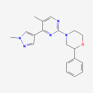 molecular formula C19H21N5O B6108829 4-[5-methyl-4-(1-methyl-1H-pyrazol-4-yl)pyrimidin-2-yl]-2-phenylmorpholine 