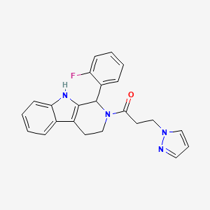molecular formula C23H21FN4O B6108855 1-(2-fluorophenyl)-2-[3-(1H-pyrazol-1-yl)propanoyl]-2,3,4,9-tetrahydro-1H-beta-carboline 