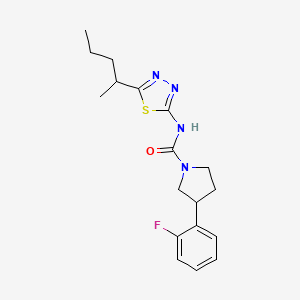 molecular formula C18H23FN4OS B6108904 3-(2-fluorophenyl)-N-[5-(1-methylbutyl)-1,3,4-thiadiazol-2-yl]pyrrolidine-1-carboxamide 