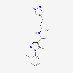 molecular formula C20H25N5O B6108923 N-[1-[5-methyl-1-(2-methylphenyl)pyrazol-4-yl]ethyl]-3-(1-methylpyrazol-4-yl)propanamide 