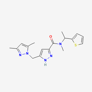 molecular formula C17H21N5OS B6108924 5-[(3,5-dimethyl-1H-pyrazol-1-yl)methyl]-N-methyl-N-[1-(2-thienyl)ethyl]-1H-pyrazole-3-carboxamide 