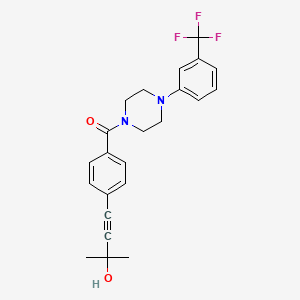 molecular formula C23H23F3N2O2 B6108959 2-methyl-4-[4-({4-[3-(trifluoromethyl)phenyl]-1-piperazinyl}carbonyl)phenyl]-3-butyn-2-ol 