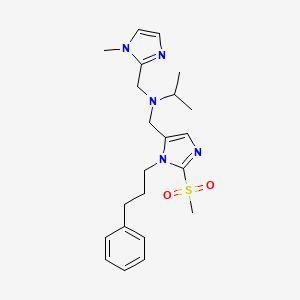 molecular formula C22H31N5O2S B6109008 N-[(1-methyl-1H-imidazol-2-yl)methyl]-N-{[2-(methylsulfonyl)-1-(3-phenylpropyl)-1H-imidazol-5-yl]methyl}-2-propanamine 