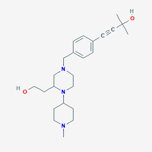 molecular formula C24H37N3O2 B6109040 4-(4-{[3-(2-hydroxyethyl)-4-(1-methyl-4-piperidinyl)-1-piperazinyl]methyl}phenyl)-2-methyl-3-butyn-2-ol 