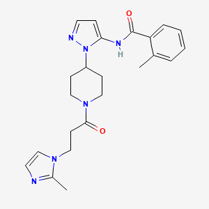 molecular formula C23H28N6O2 B6109071 2-methyl-N-(1-{1-[3-(2-methyl-1H-imidazol-1-yl)propanoyl]-4-piperidinyl}-1H-pyrazol-5-yl)benzamide 