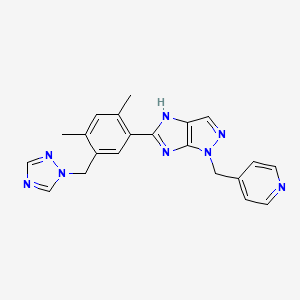 molecular formula C21H20N8 B6109086 5-[2,4-dimethyl-5-(1H-1,2,4-triazol-1-ylmethyl)phenyl]-1-(4-pyridinylmethyl)-1,4-dihydroimidazo[4,5-c]pyrazole 