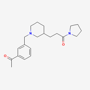 molecular formula C21H30N2O2 B6109096 1-[3-({3-[3-oxo-3-(1-pyrrolidinyl)propyl]-1-piperidinyl}methyl)phenyl]ethanone 