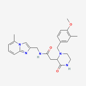 molecular formula C24H29N5O3 B6109193 2-[1-(4-methoxy-3-methylbenzyl)-3-oxo-2-piperazinyl]-N-[(5-methylimidazo[1,2-a]pyridin-2-yl)methyl]acetamide 
