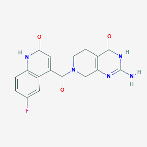molecular formula C17H14FN5O3 B6109213 2-amino-7-[(6-fluoro-2-oxo-1,2-dihydroquinolin-4-yl)carbonyl]-5,6,7,8-tetrahydropyrido[3,4-d]pyrimidin-4(3H)-one 