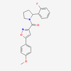 molecular formula C21H19FN2O3 B6109225 3-{[2-(2-fluorophenyl)-1-pyrrolidinyl]carbonyl}-5-(4-methoxyphenyl)isoxazole 