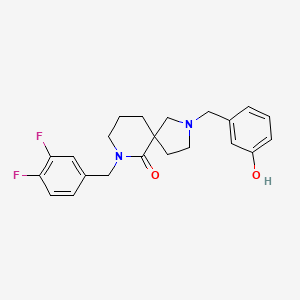 molecular formula C22H24F2N2O2 B6109229 7-[(3,4-Difluorophenyl)methyl]-2-[(3-hydroxyphenyl)methyl]-2,7-diazaspiro[4.5]decan-6-one 