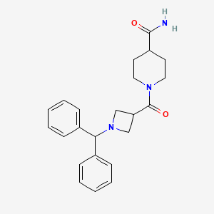 molecular formula C23H27N3O2 B6109245 1-[(1-Benzhydryl-3-azetanyl)carbonyl]-4-piperidinecarboxamide 
