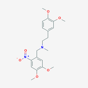 molecular formula C20H26N2O6 B6109251 N-[(4,5-dimethoxy-2-nitrophenyl)methyl]-2-(3,4-dimethoxyphenyl)-N-methylethanamine 