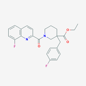 molecular formula C25H24F2N2O3 B6109260 ethyl 3-(4-fluorobenzyl)-1-[(8-fluoro-2-quinolinyl)carbonyl]-3-piperidinecarboxylate 