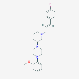 molecular formula C25H32FN3O B6109271 1-[1-[(E)-3-(4-fluorophenyl)prop-2-enyl]piperidin-3-yl]-4-(2-methoxyphenyl)piperazine 