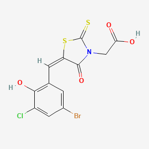 molecular formula C12H7BrClNO4S2 B6109297 2-[(5E)-5-[(5-bromo-3-chloro-2-hydroxyphenyl)methylidene]-4-oxo-2-sulfanylidene-1,3-thiazolidin-3-yl]acetic acid 