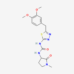 molecular formula C17H21N5O4S B6109305 N-[5-(3,4-dimethoxybenzyl)-1,3,4-thiadiazol-2-yl]-N'-(1-methyl-2-oxopyrrolidin-3-yl)urea 