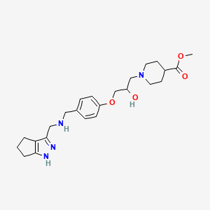 molecular formula C24H34N4O4 B6109355 methyl 1-[2-hydroxy-3-(4-{[(1,4,5,6-tetrahydrocyclopenta[c]pyrazol-3-ylmethyl)amino]methyl}phenoxy)propyl]-4-piperidinecarboxylate 