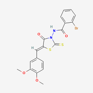 molecular formula C19H15BrN2O4S2 B6109360 2-bromo-N-[(5Z)-5-(3,4-dimethoxybenzylidene)-4-oxo-2-thioxo-1,3-thiazolidin-3-yl]benzamide 