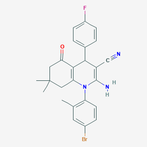 molecular formula C25H23BrFN3O B6109373 2-amino-1-(4-bromo-2-methylphenyl)-4-(4-fluorophenyl)-7,7-dimethyl-5-oxo-1,4,5,6,7,8-hexahydroquinoline-3-carbonitrile 