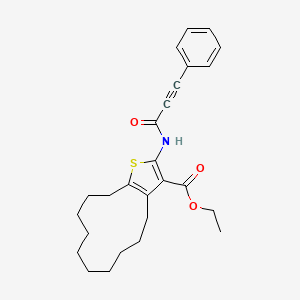 molecular formula C26H31NO3S B6109404 ethyl 2-[(3-phenyl-2-propynoyl)amino]-4,5,6,7,8,9,10,11,12,13-decahydrocyclododeca[b]thiophene-3-carboxylate 