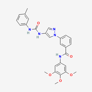 3-(4-{[(3-Methylphenyl)carbamoyl]amino}-1H-pyrazol-1-yl)-N-(3,4,5-trimethoxyphenyl)benzamide