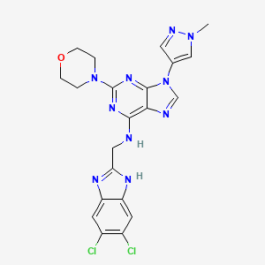 N-((5,6-dichloro-1H-benzo[d]imidazol-2-yl)methyl)-9-(1-methyl-1H-pyrazol-4-yl)-2-morpholino-9H-purin-6-amine