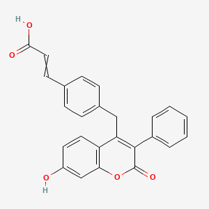 3-[4-[(7-Hydroxy-2-oxo-3-phenylchromen-4-yl)methyl]phenyl]prop-2-enoic acid
