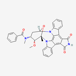 molecular formula C35H28N4O5 B611028 N-[(2S,3R,4R,6S)-3-methoxy-2-methyl-16,18-dioxo-29-oxa-1,7,17-triazaoctacyclo[12.12.2.12,6.07,28.08,13.015,19.020,27.021,26]nonacosa-8,10,12,14,19,21,23,25,27-nonaen-4-yl]-N-methylbenzamide CAS No. 154589-96-5