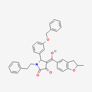 (4E)-5-[3-(benzyloxy)phenyl]-4-[hydroxy(2-methyl-2,3-dihydro-1-benzofuran-5-yl)methylidene]-1-(2-phenylethyl)pyrrolidine-2,3-dione