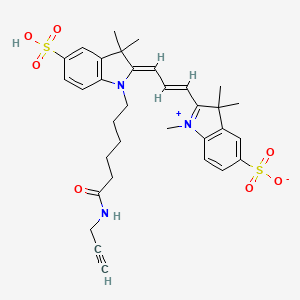 2-(3-(3,3-Dimethyl-1-(6-oxo-6-(prop-2-yn-1-ylamino)hexyl)-5-sulfoindolin-2-ylidene)prop-1-en-1-yl)-1,3,3-trimethyl-3H-indol-1-ium-5-sulfonate